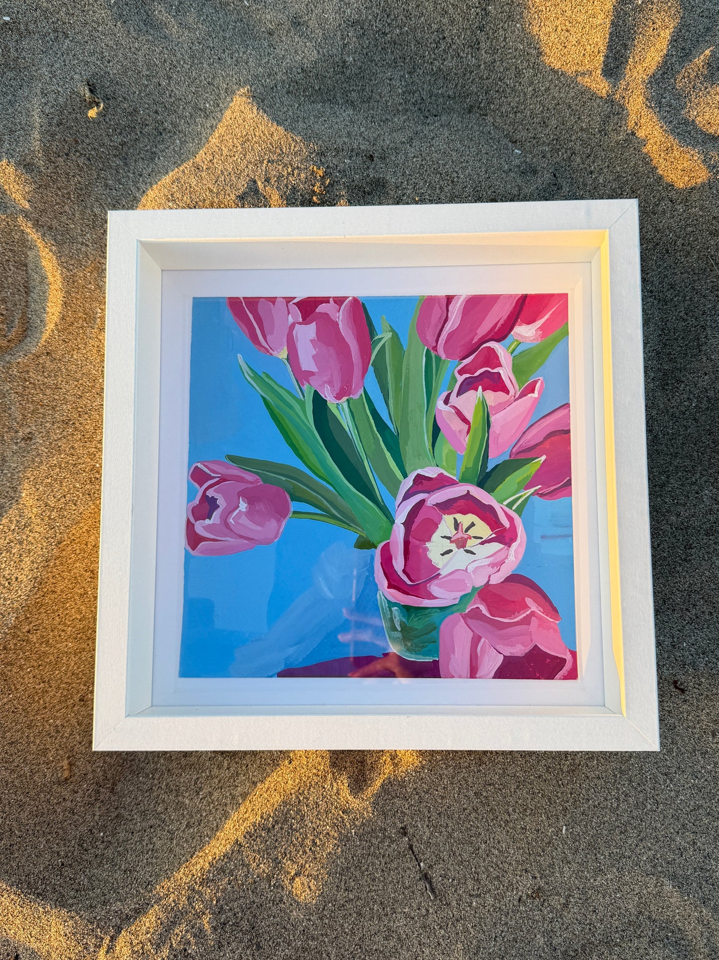 Pink Tulips Gouache Painting